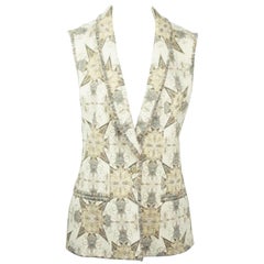 Chanel Cream and Metallic Silk Lined Brocade Vest-38-NWT-06A