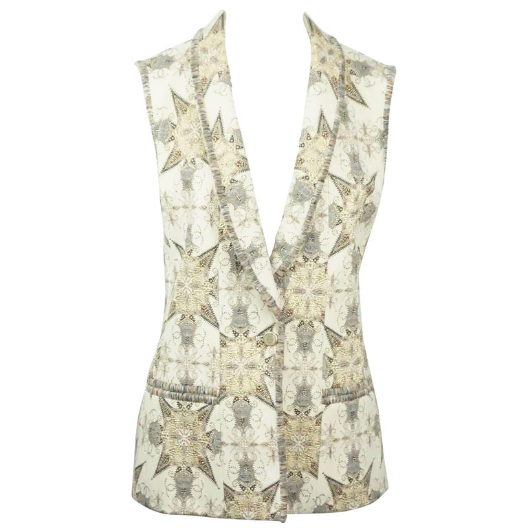 Chanel Cream and Metallic Silk Lined Brocade Vest-38-NWT-06A For Sale ...