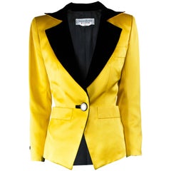 Veste de smoking en satin jaune Yves Saint Laurent:: automne 1988