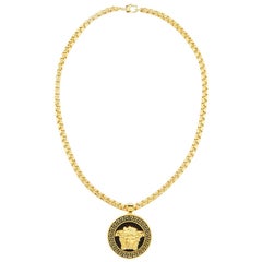 Versace Gold Medusa Medallion Chain Necklace as worn by Bruno Mars