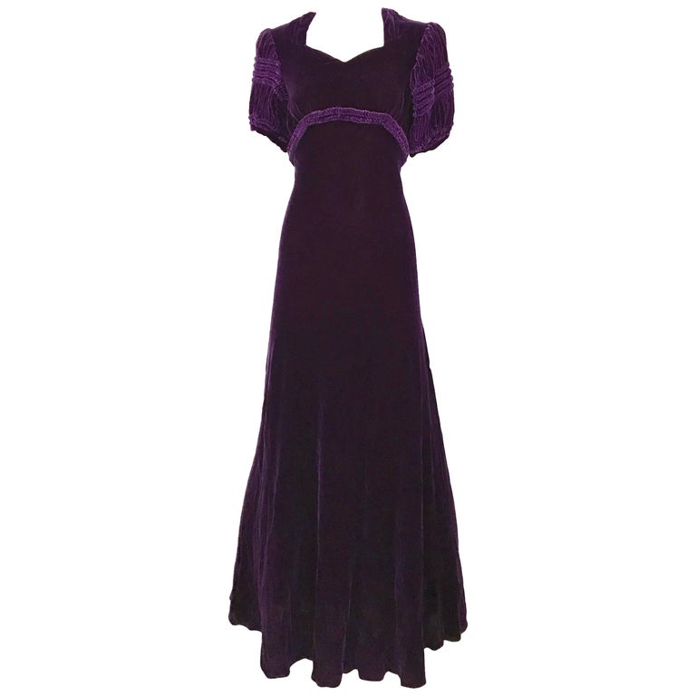 1930s Purple Velvet Evening Dress at 1stDibs | 1930s velvet dress ...