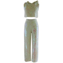 Lorry Newhouse White Sequin Pants and Crop Top