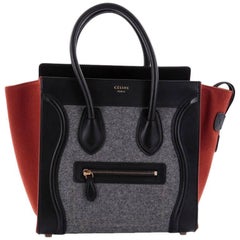 Celine Tricolor Luggage Handbag Felt Micro