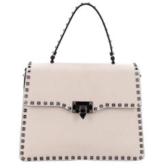 Valentino Rockstud Convertible Top Handle Bag Leather Medium 