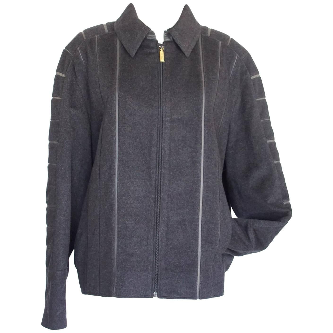 Zilli Men's Bomber Grey Cashmere Jacket  54