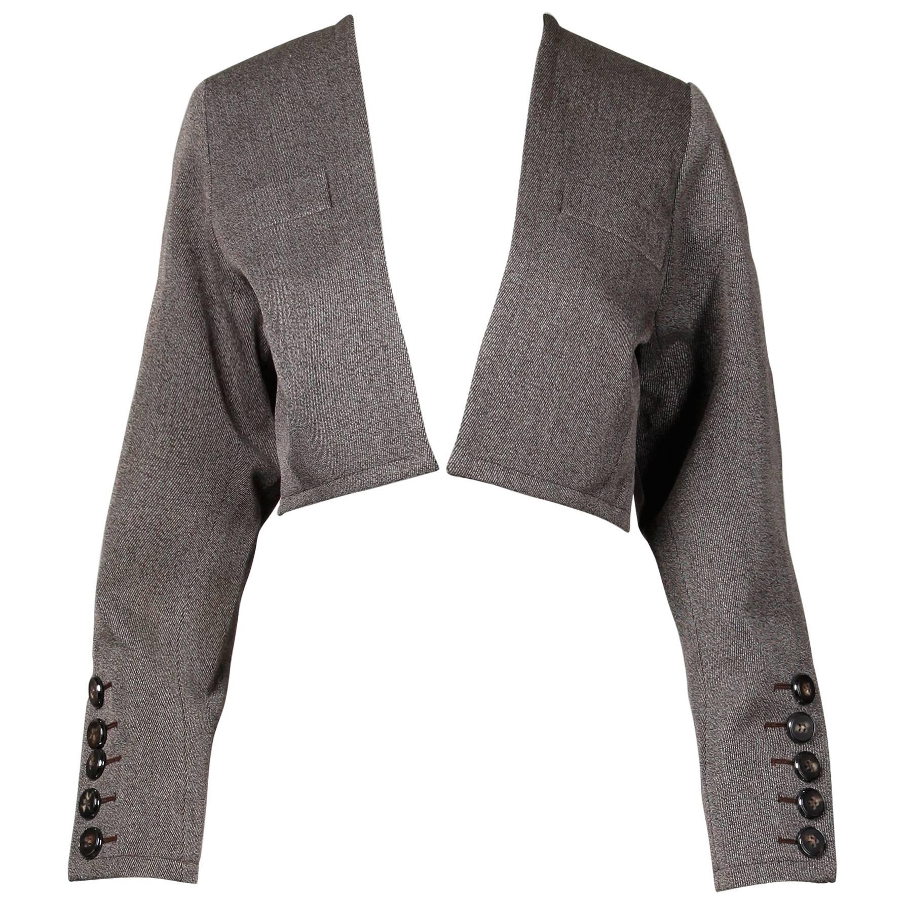 Yves Saint Laurent Vintage YSL Wool Tweed Tailored Cropped Bolero Jacket
