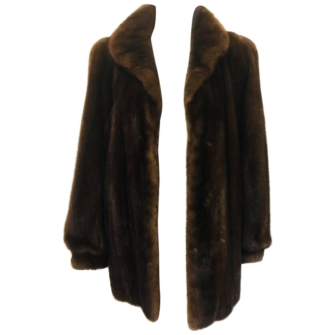 Revillon for Saks Fifth Avenue Brown Ranch Mink Jacket With Gathered Sleeves 