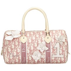 Pink & White Christian Dior Oblique Trotter Bag