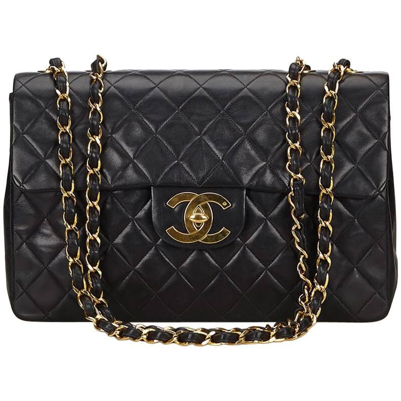 Black Chanel Quilted Leather Maxi Classic Flap Bag