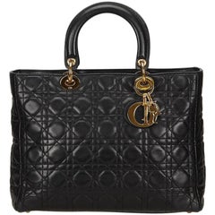 Black Christian Dior Lady Dior Cannage Bag