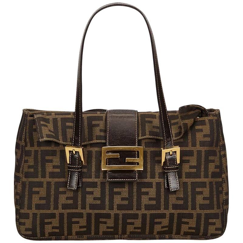 Brown Fendi Jacquard Zucca Shoulder Bag