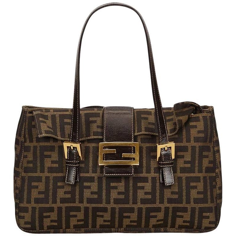 Brown Fendi Jacquard Zucca Shoulder Bag For Sale at 1stDibs