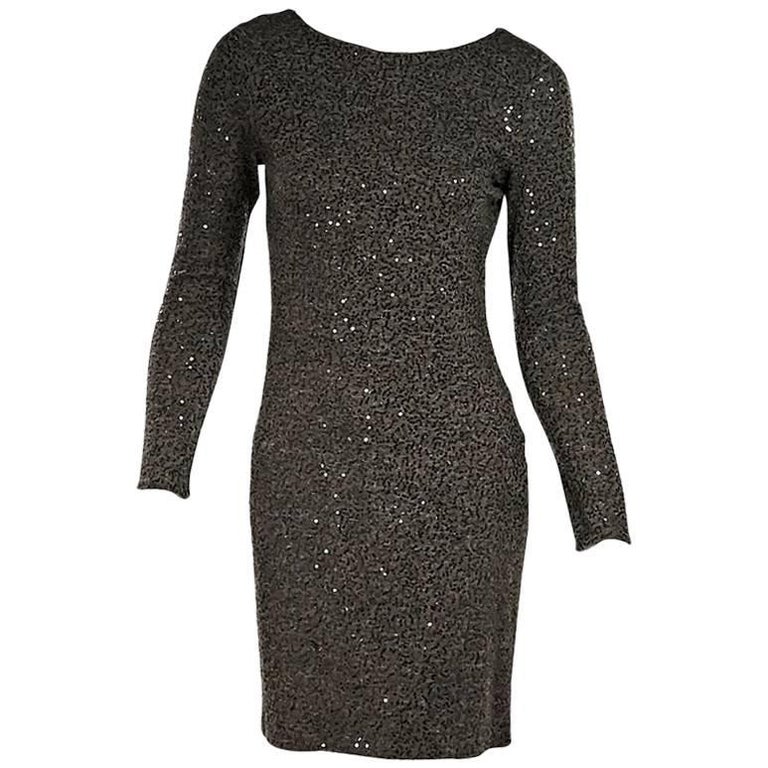 Olive Green Alice Olivia Long Sleeve Sequin Dress For At 1stdibs Olive Green Alice Olivia Long Sleeve Sequin Dress For