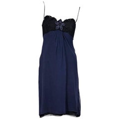 Navy Blue & Black Carolina Herrera Strapless Dress