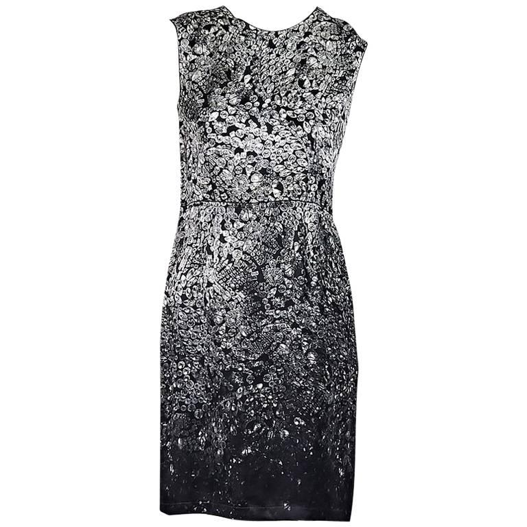 Grey Lanvin Crystal-Printed Sheath Dress
