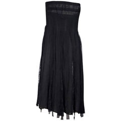 Black Carmen Marc Valvo Strapless Silk Dress