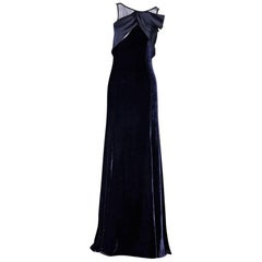 Navy Blue Armani Collezioni Velvet Gown