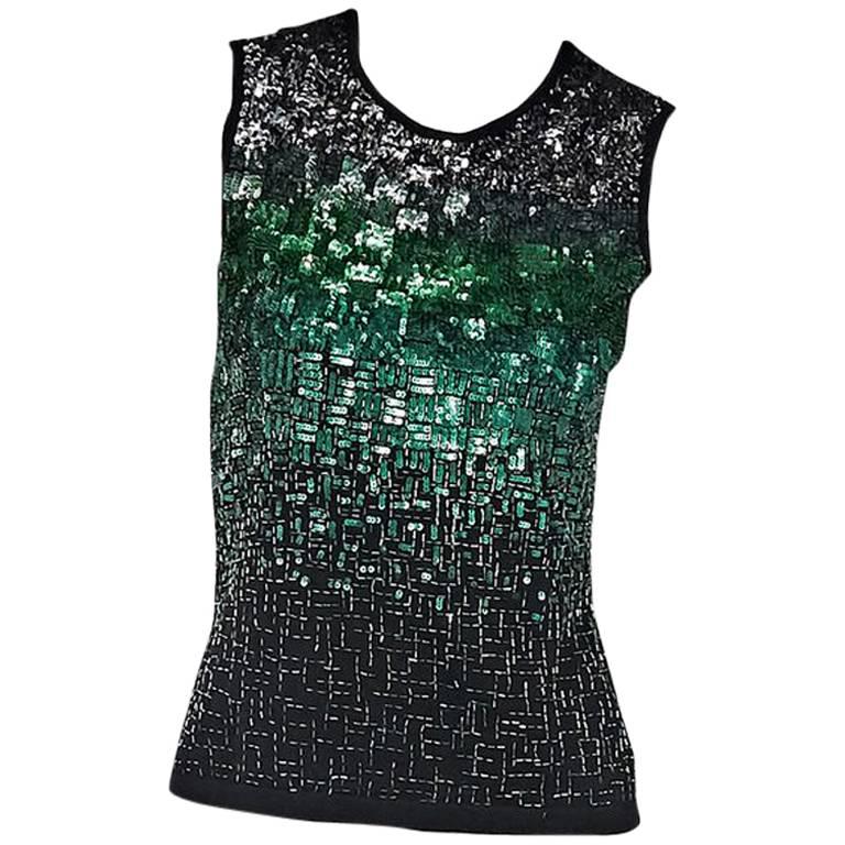 Multicolor Oscar de la Renta Sequin-Front Top