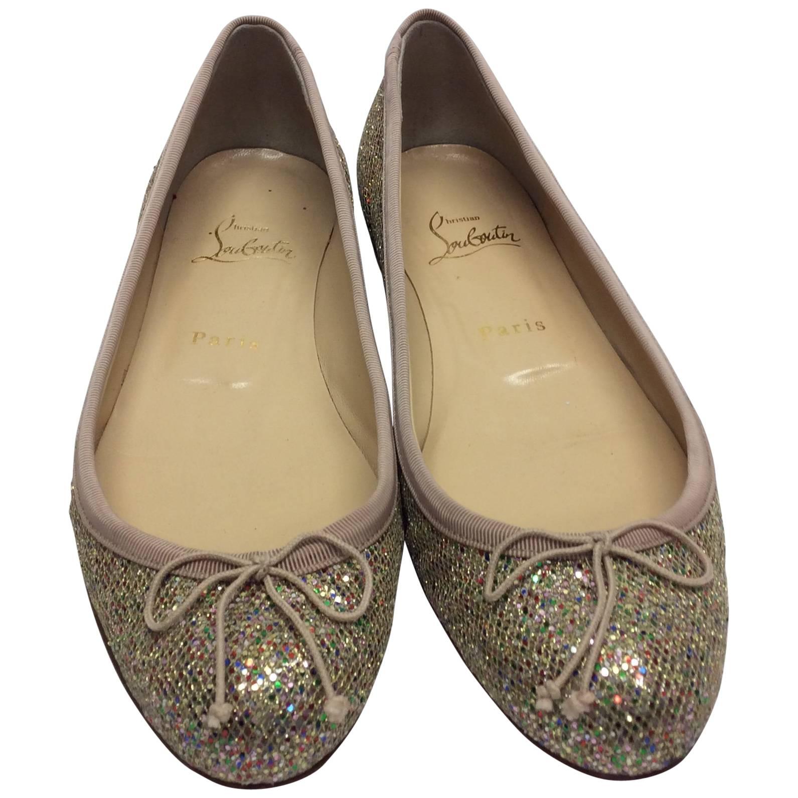 Christian Louboutin Sonietta Glitter Ballet Flat  For Sale