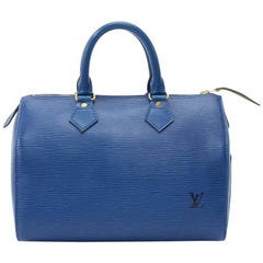 Louis Vuitton Vintage Speedy 25 Blue Epi Leather City Hand Bag