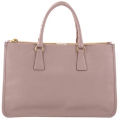 Prada Lux Double Zip Frame Tote Saffiano Leather