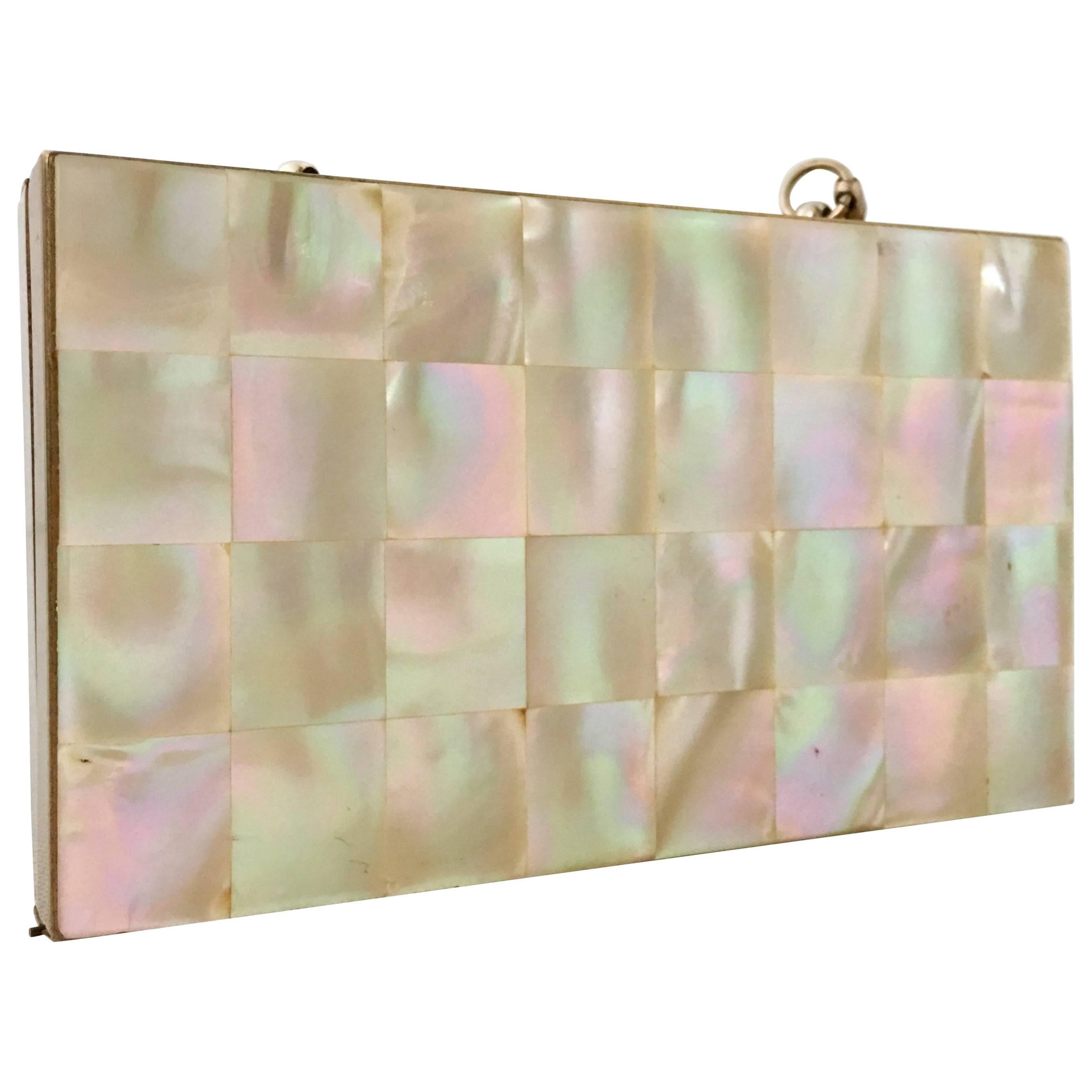 1940'S Mother Of Pearl and Brass Double Sided Minaudiere Compact