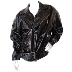 Versace Patent Leather Oversized Motorcycle Jacket, 1980s 