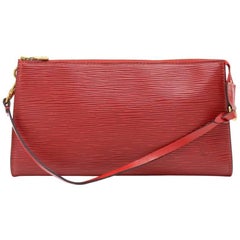 Louis Vuitton Pochette Accessories Red Epi Leather Hand Bag