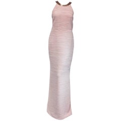 Vintage Carmen Marc Valvo Pink Infusion Open Back Ruched Gown