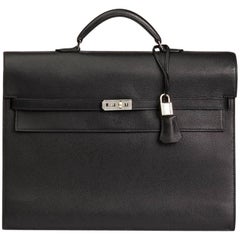 Hermes Kelly Depeches 36 Matte Havane Porosus Briefcase Palladium