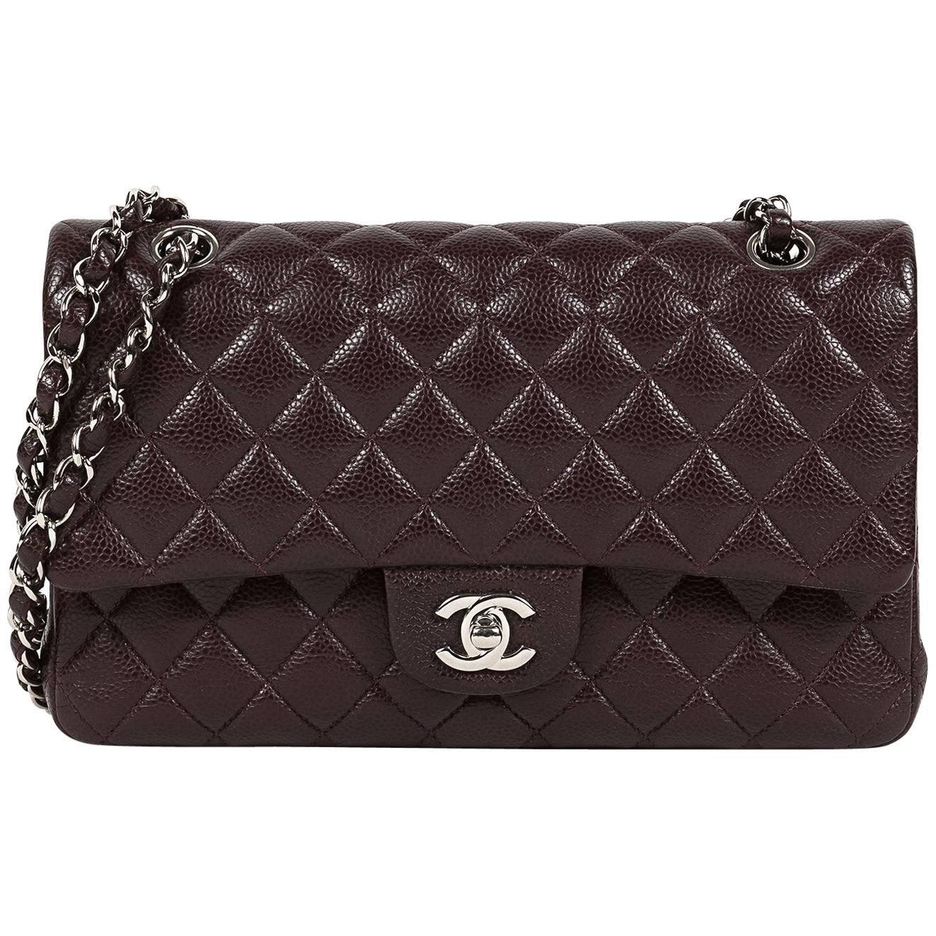 2014 Chanel 2.55 Bordeaux Caviar Flap Bag For Sale