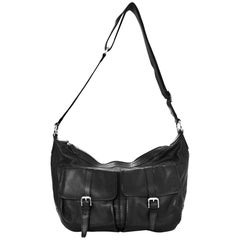 Ralph Lauren Black Perforated Leather Crossbody Messenger Bag