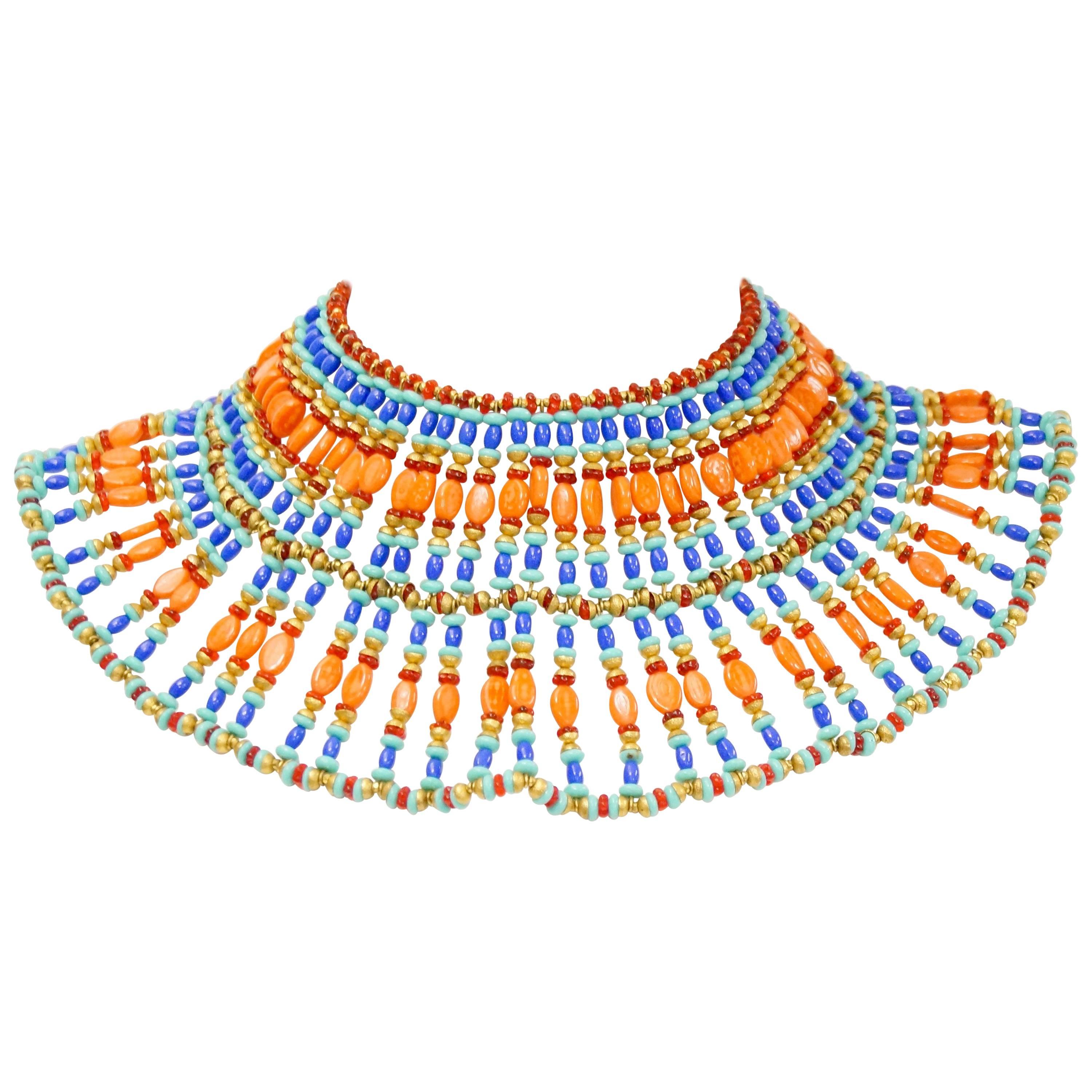  Miriam Haskell Egyptian Revival Choker Necklace by Vrba, 1970s NWT  For Sale