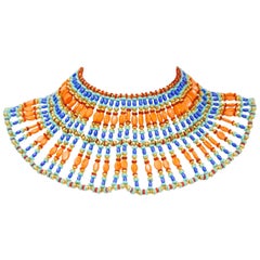Vintage  Miriam Haskell Egyptian Revival Choker Necklace by Vrba, 1970s NWT 