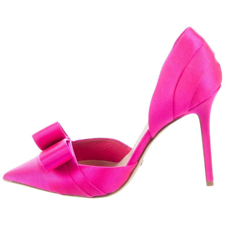 Christian Dior New Hot Pink Canvas Evening Pumps Heels at 1stDibs