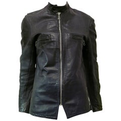 Used 1960s Rare Beck/Schott Men's Black Leather Cafe Jacket