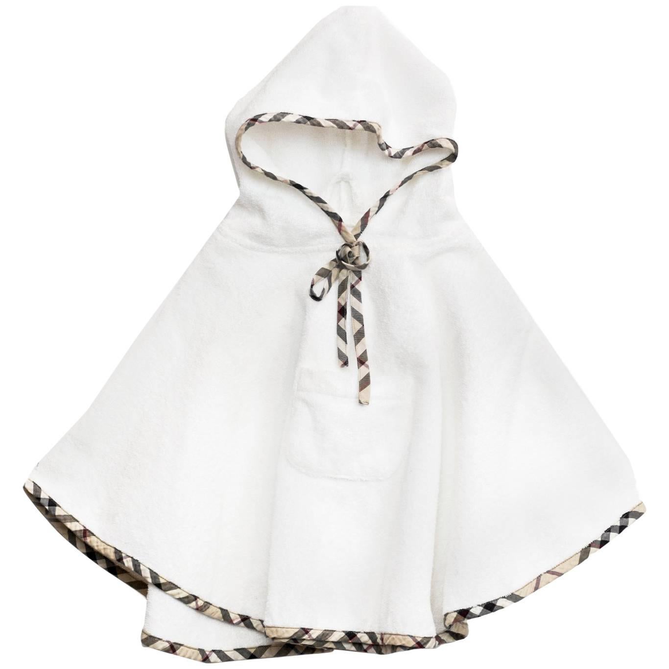 Burberry London White Terrycloth Hooded Children's Capelet OS