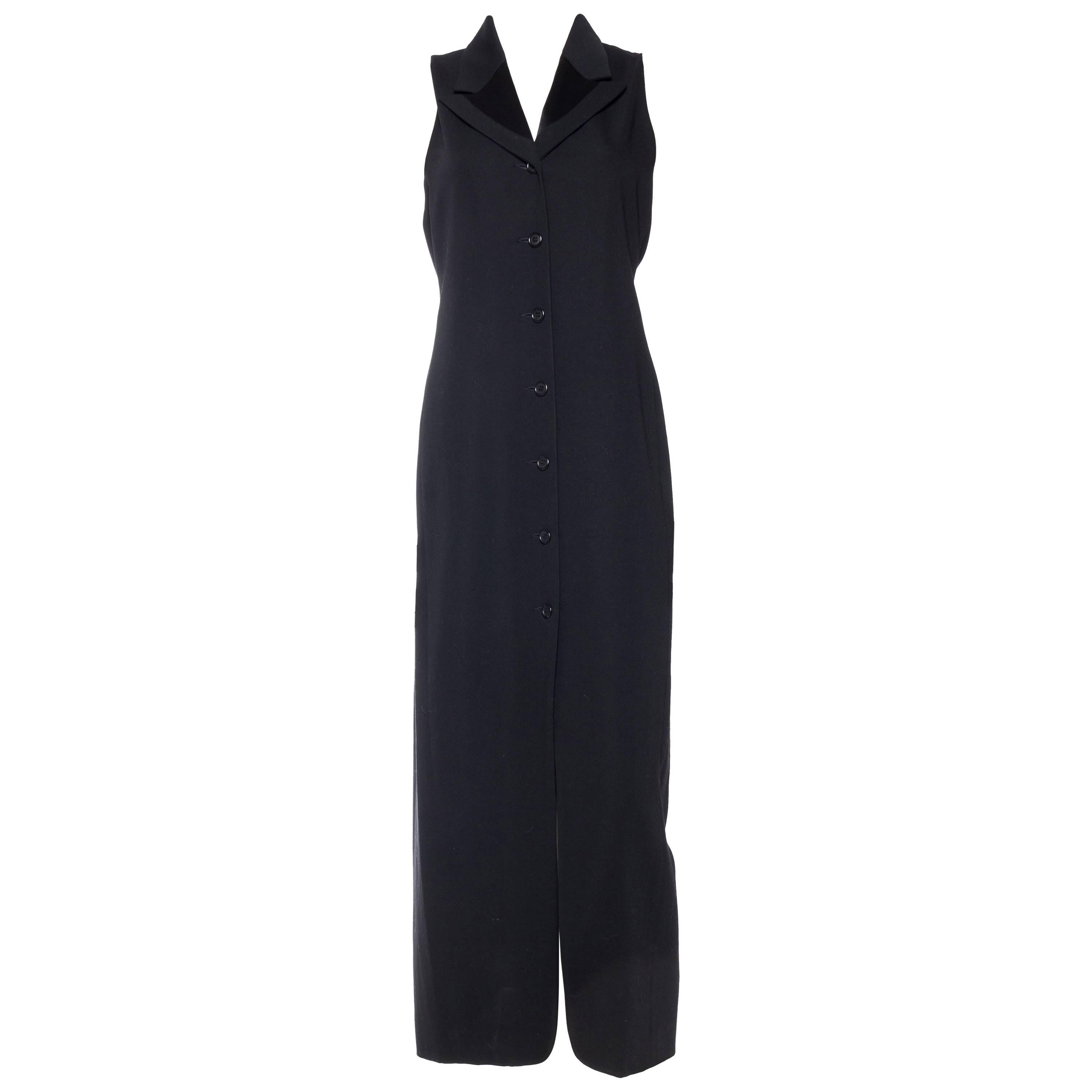 1990s CK Calvin Klein Tuxedo Vest Dress