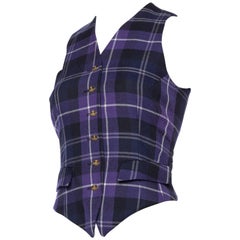 1990s Iconic Naomi Campbell Vivienne Westwood Tartan Waistcoat Top