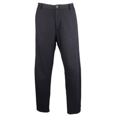 LANVIN Size 34 Navy Stretch Wool Zip Leg Jogger Trousers