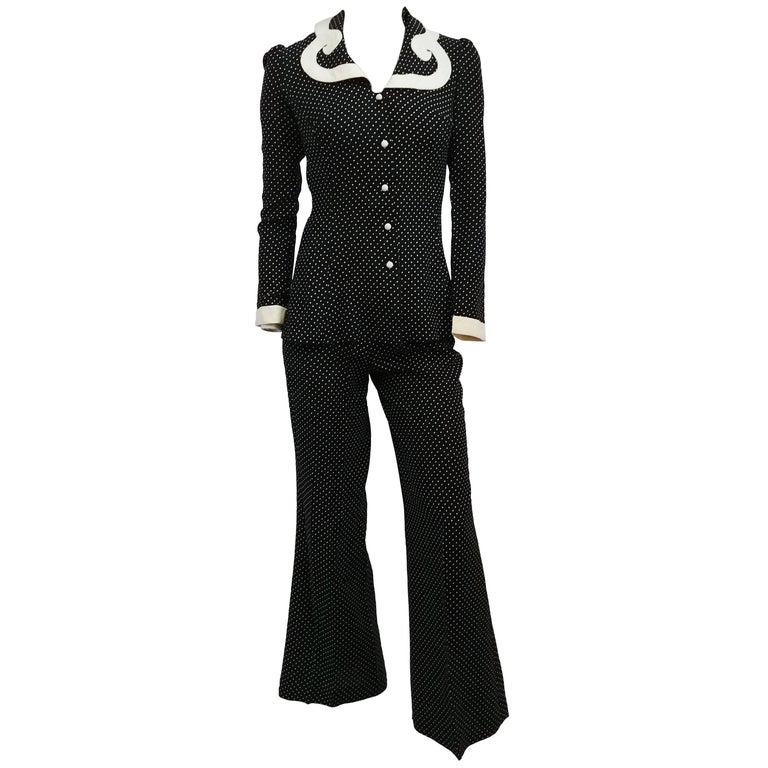 polka dot pants suit