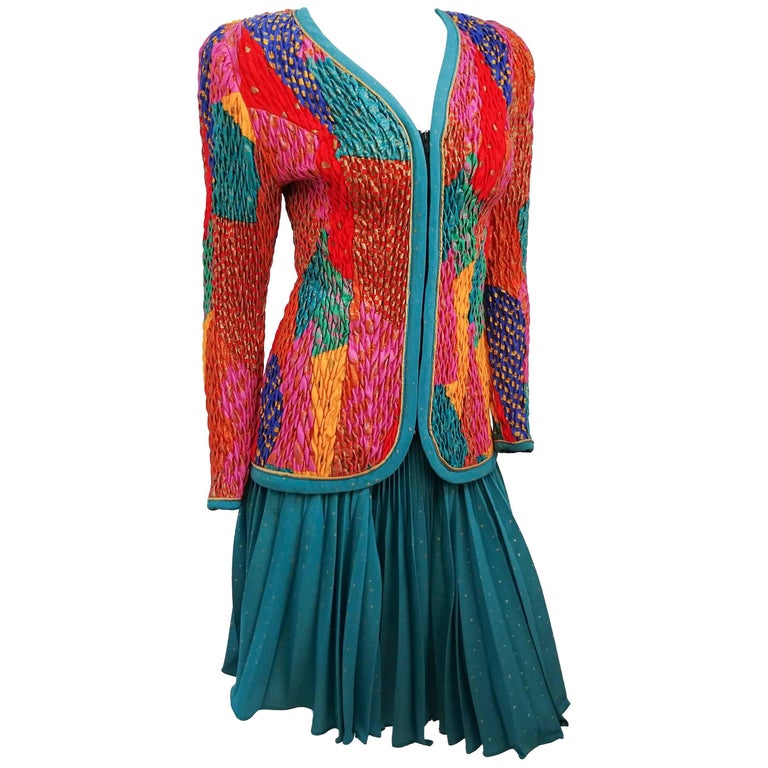 1980s Jeanne Marc Jacket, Pleated Skirt, and Harem Pant Set For  