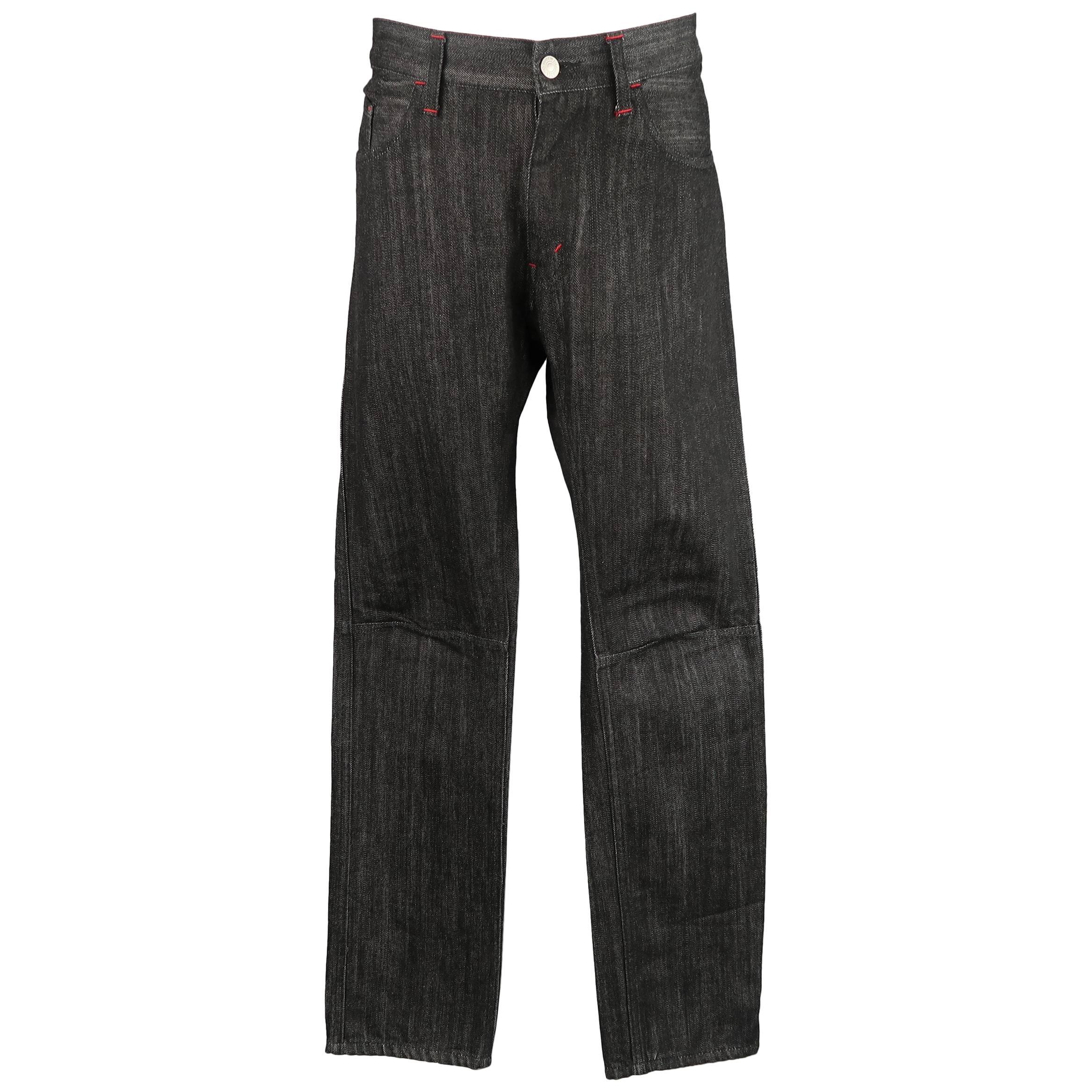 Men's JUNYA WATANABE X LEVI'S Size 32 Black Raw Denim Red Contrast Stitch Jeans