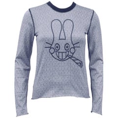 Lucien Pellat-Finet Spring Summer 2003 Navy Long Sleeve Shirt with Bunny  