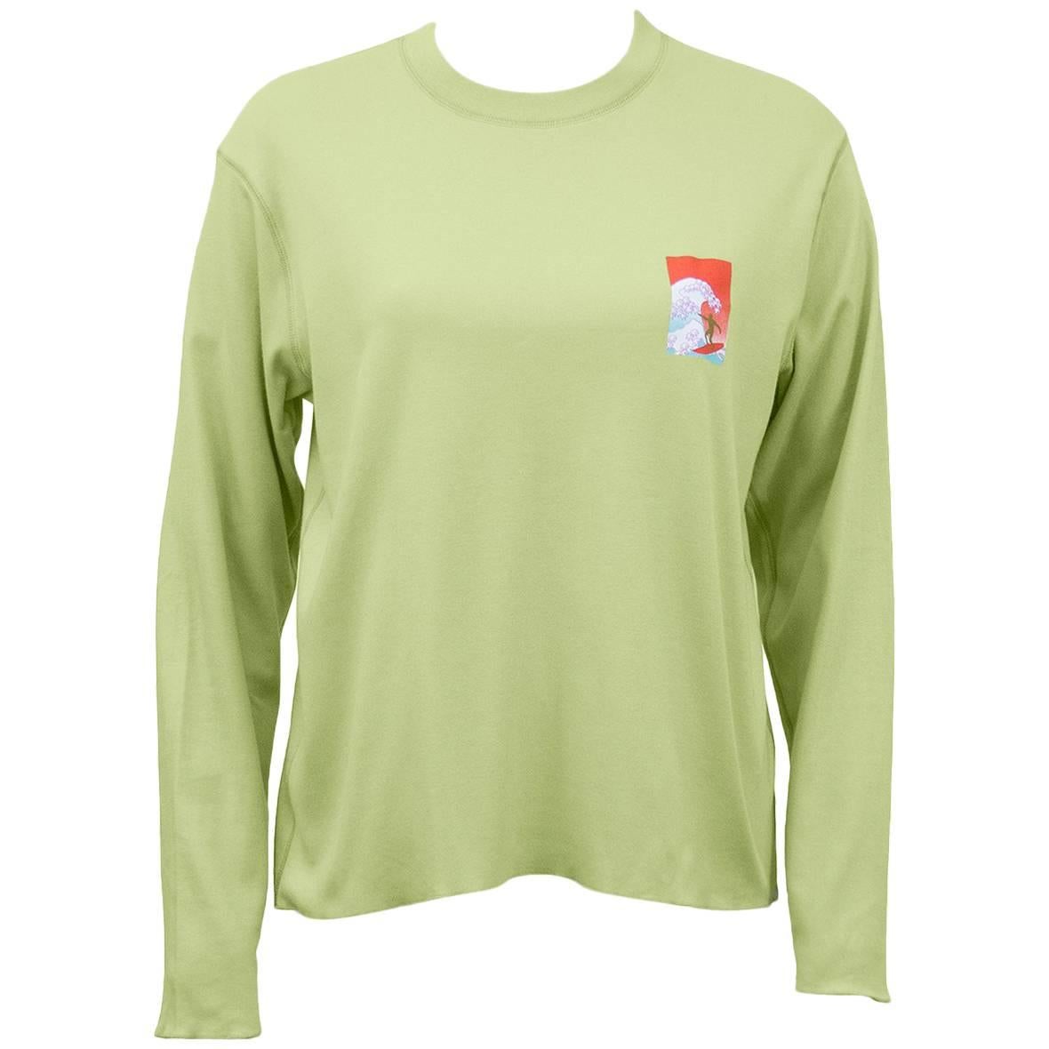 Lucien Pellat-Finet Spring Summer 2002 Lime Green Shirt with Surfer For Sale