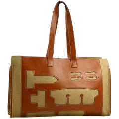 Hermes Cognac Leather CarryAll Men's Women's Top Handle Tote Bag