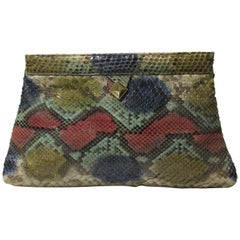 Vintage 1970s Margolm Airbrushed Snakeskin Clutch