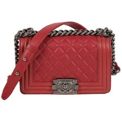 2012 Chanel Boy Small Flap Bag Dark Red Ruthenium Hardware