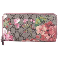 Gucci Zip Around Wallet Blooms Print GG Coated Canvas