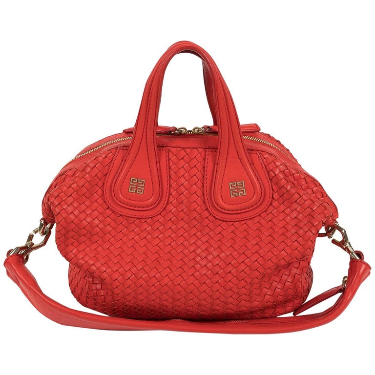 Givenchy Nightingale Madras Red Leather Bag with Strap and handles For